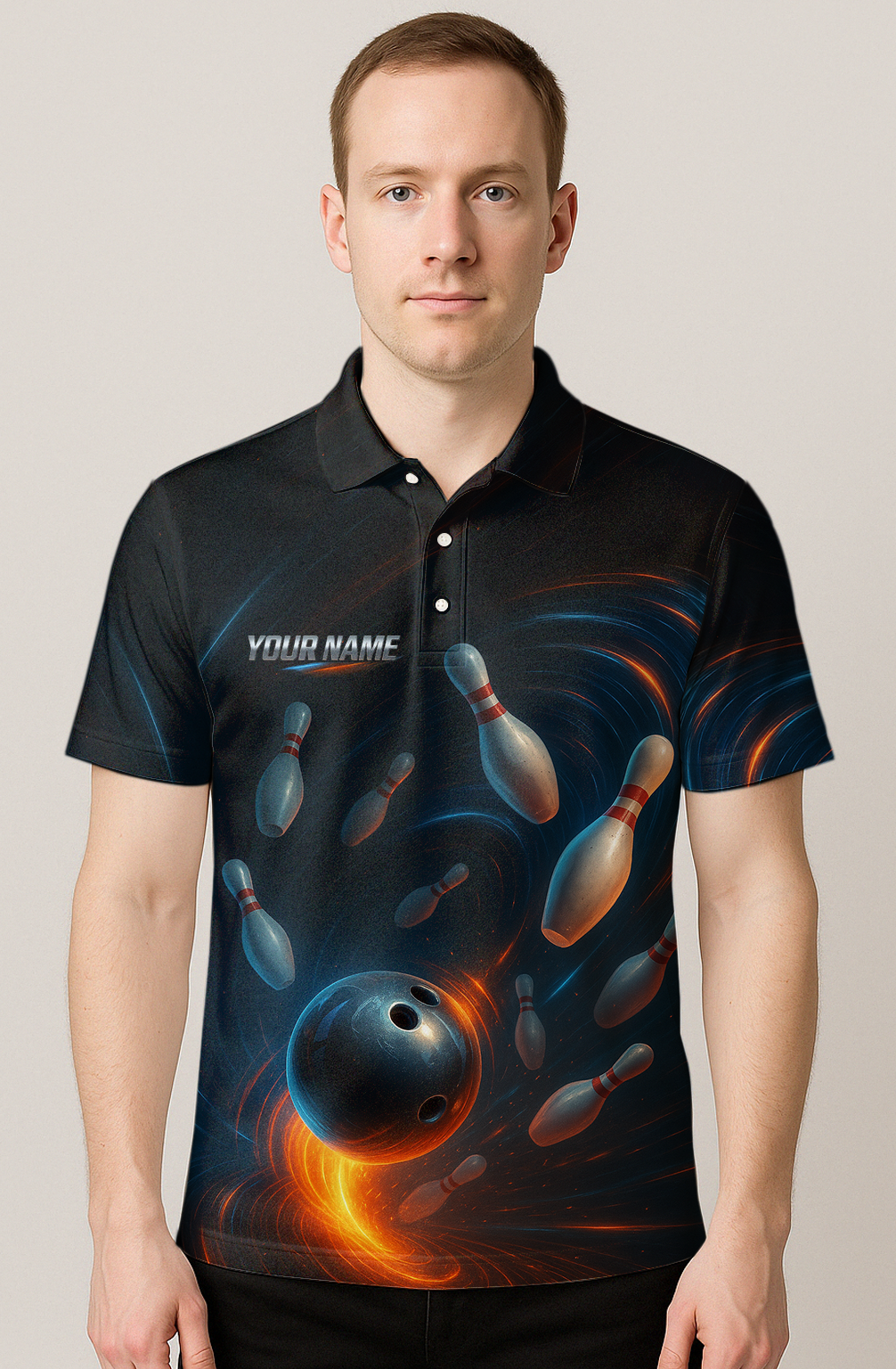 Cosmic Vortex Energy Trails Bowling Jersey