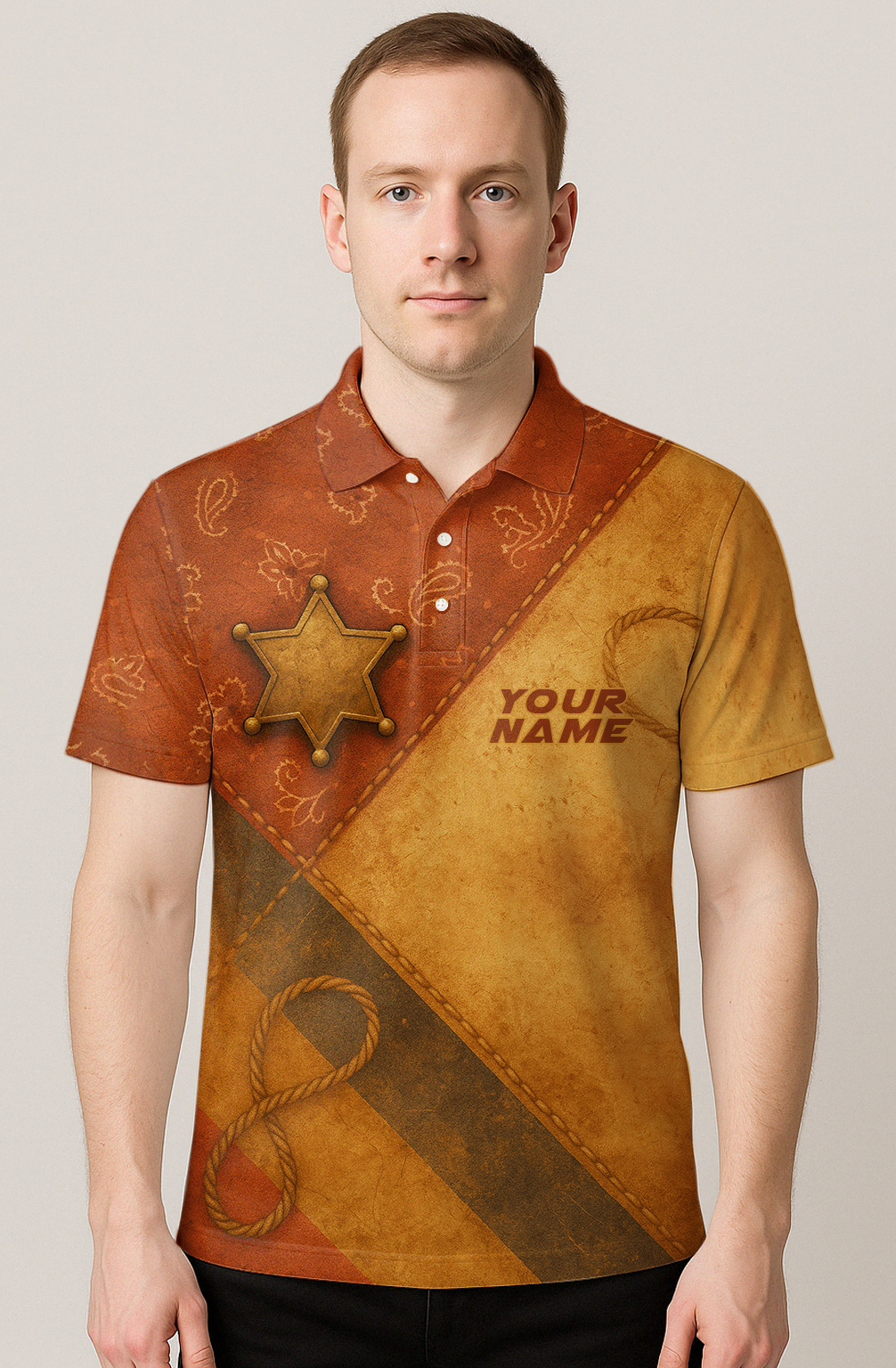 Rustic Vintage Western Sheriff Bowling Jersey
