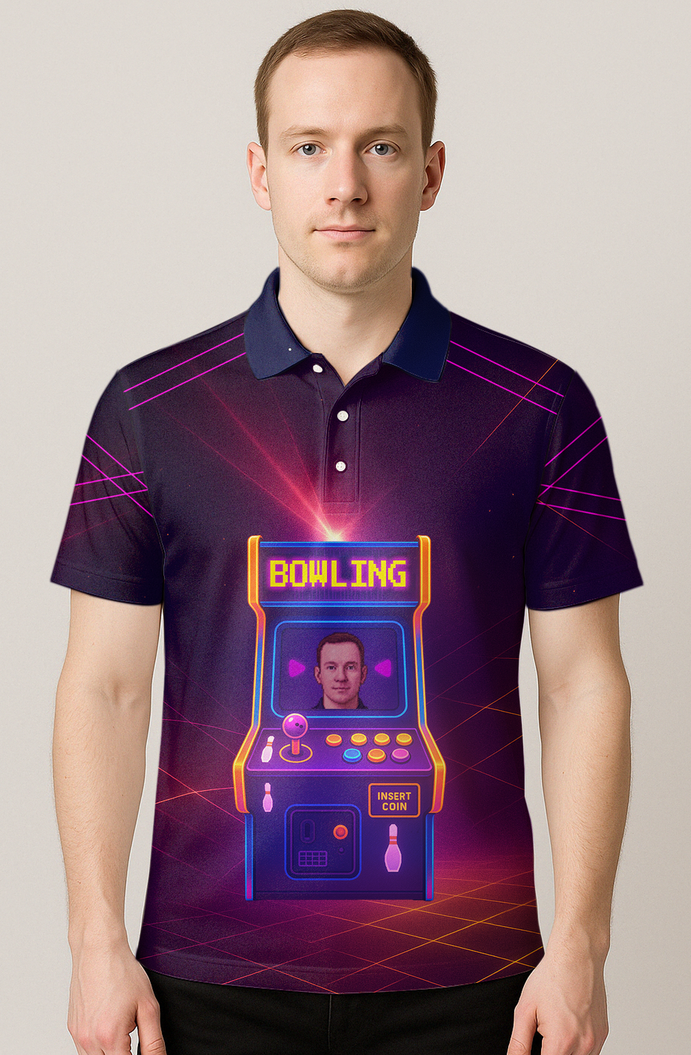 Exploding Neon Arcade Machine Bowling Jersey