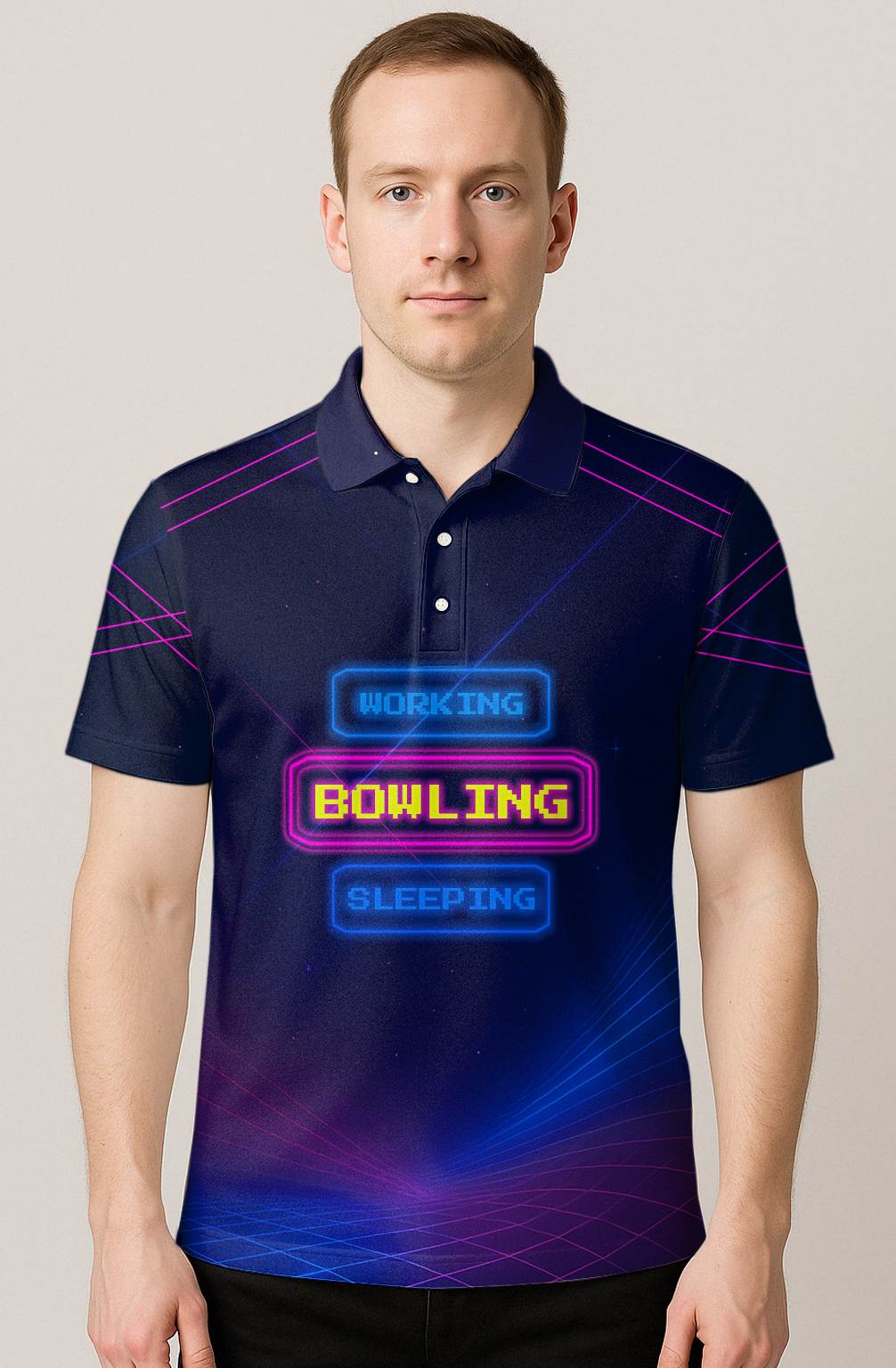 Synthwave Neon Life Schedule Bowling Jersey