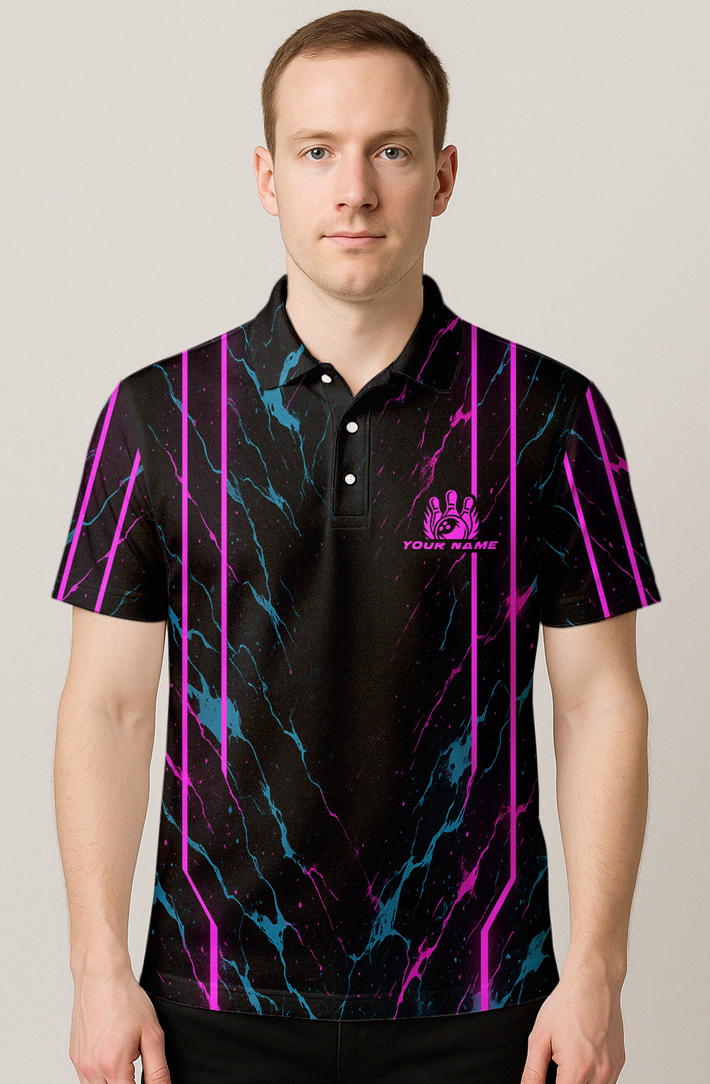 Abstract Neon Lines Splatter Bowling Jersey