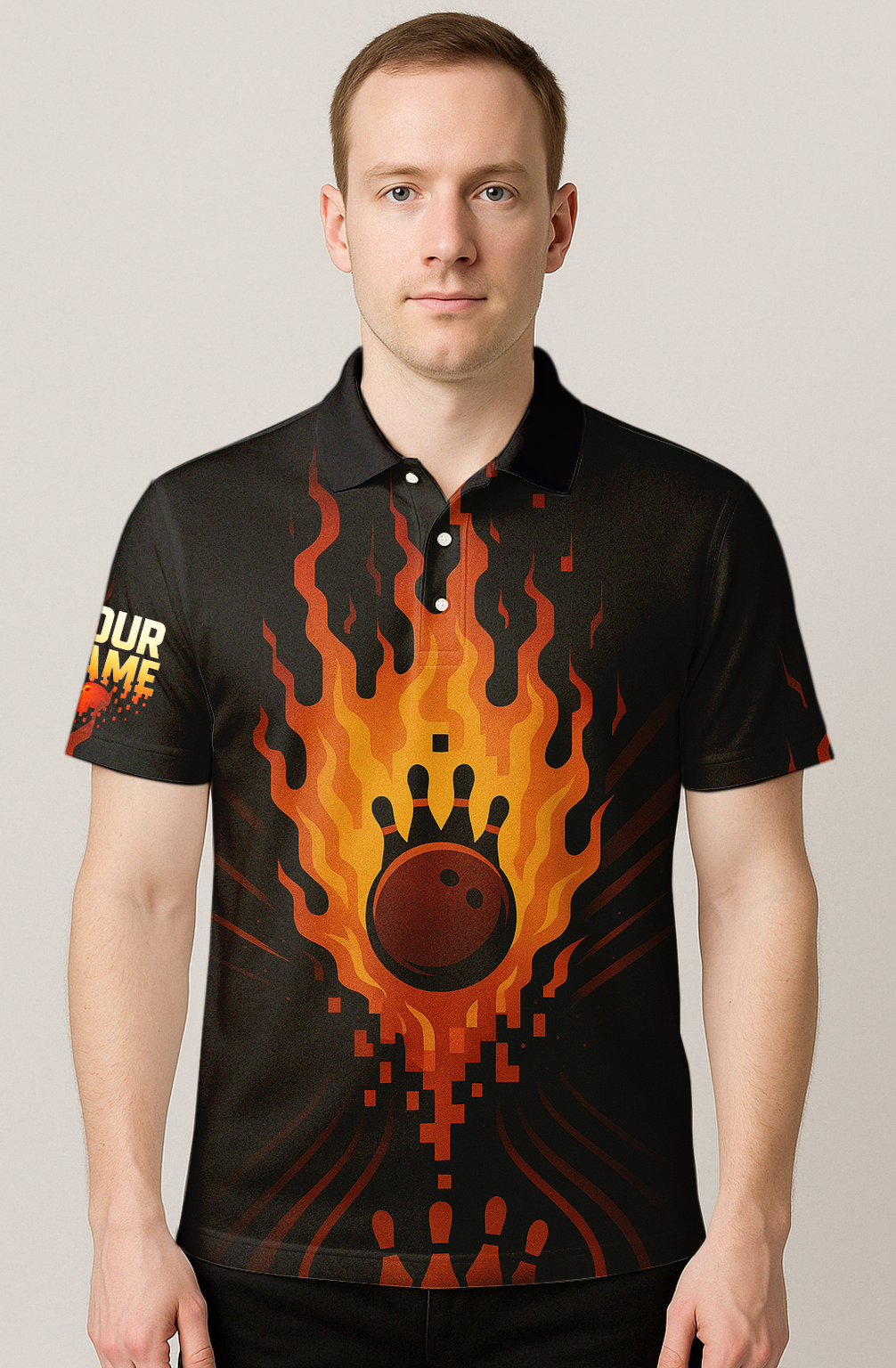 Fiery Flames Pixel Energy Bowling Jersey