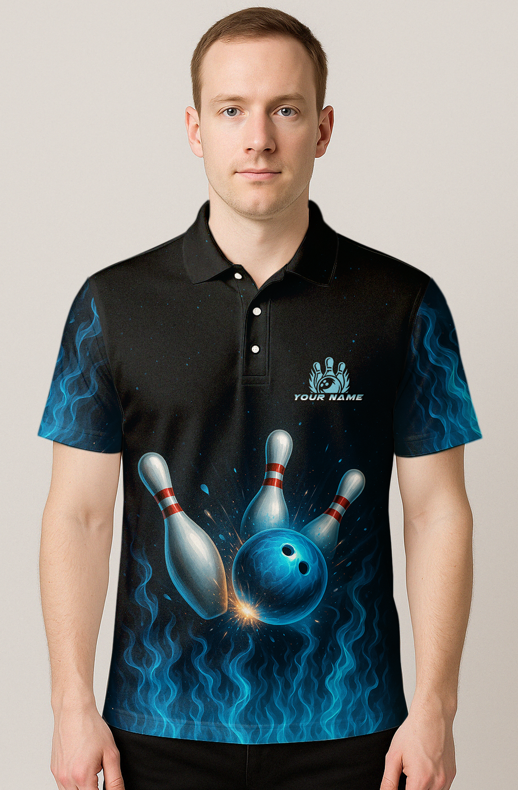 Intense Blue Flame Strike Bowling Jersey
