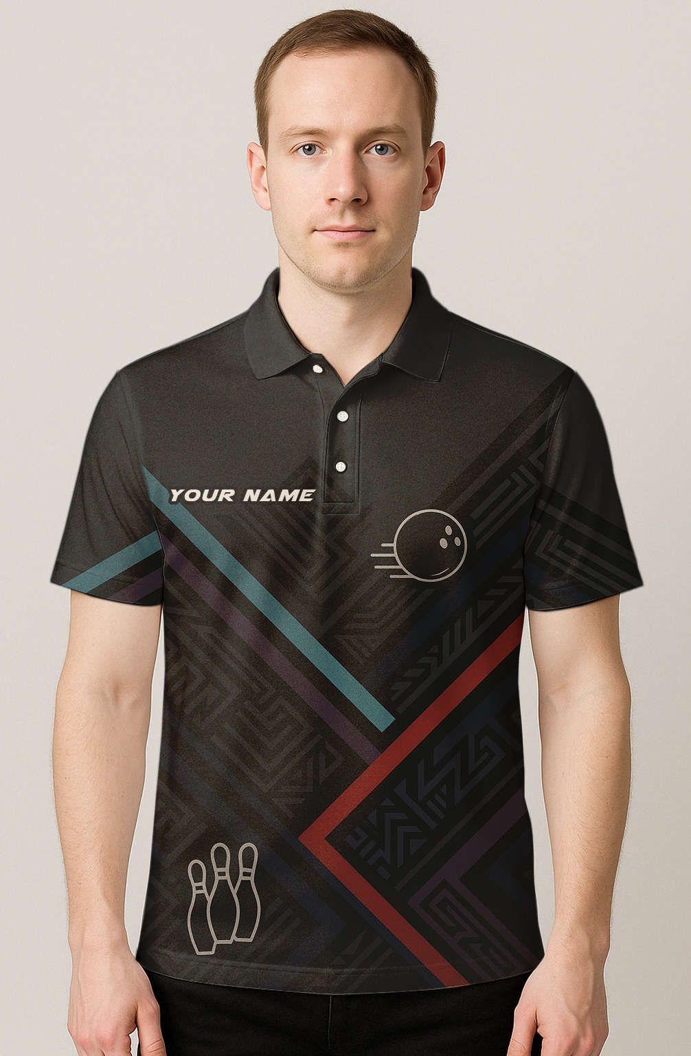 Modern Geometric Angular Stripes Bowling Jersey