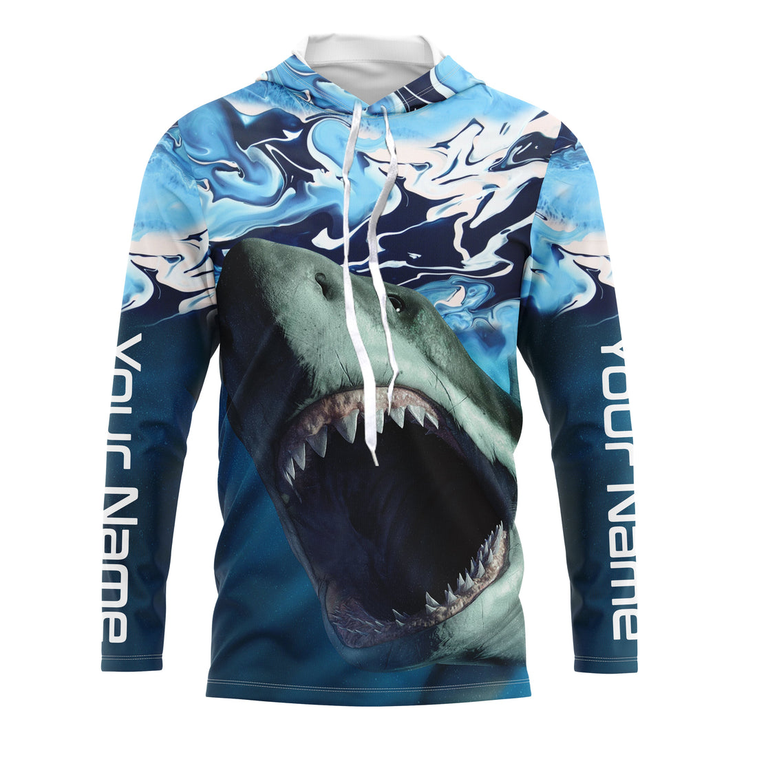 Personalized Shark Fishing Wave Camo Custom performance Fishing, UV Protection Shark Fishing apparel - TMTS054