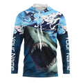 Personalized Shark Fishing Wave Camo Custom performance Fishing, UV Protection Shark Fishing apparel - TMTS054