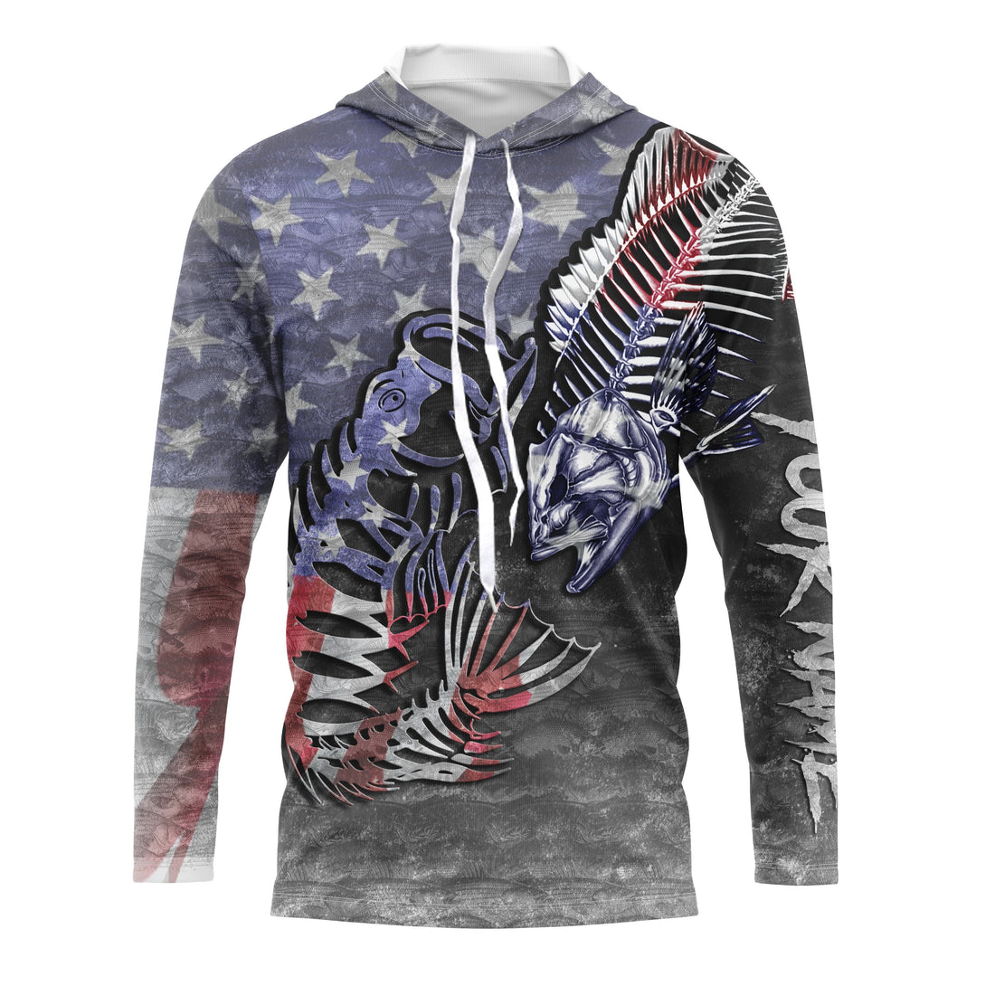 Bass Skeleton fishing UV protection quick dry Customize name long sleeves fishing UPF 30+ TMTS006