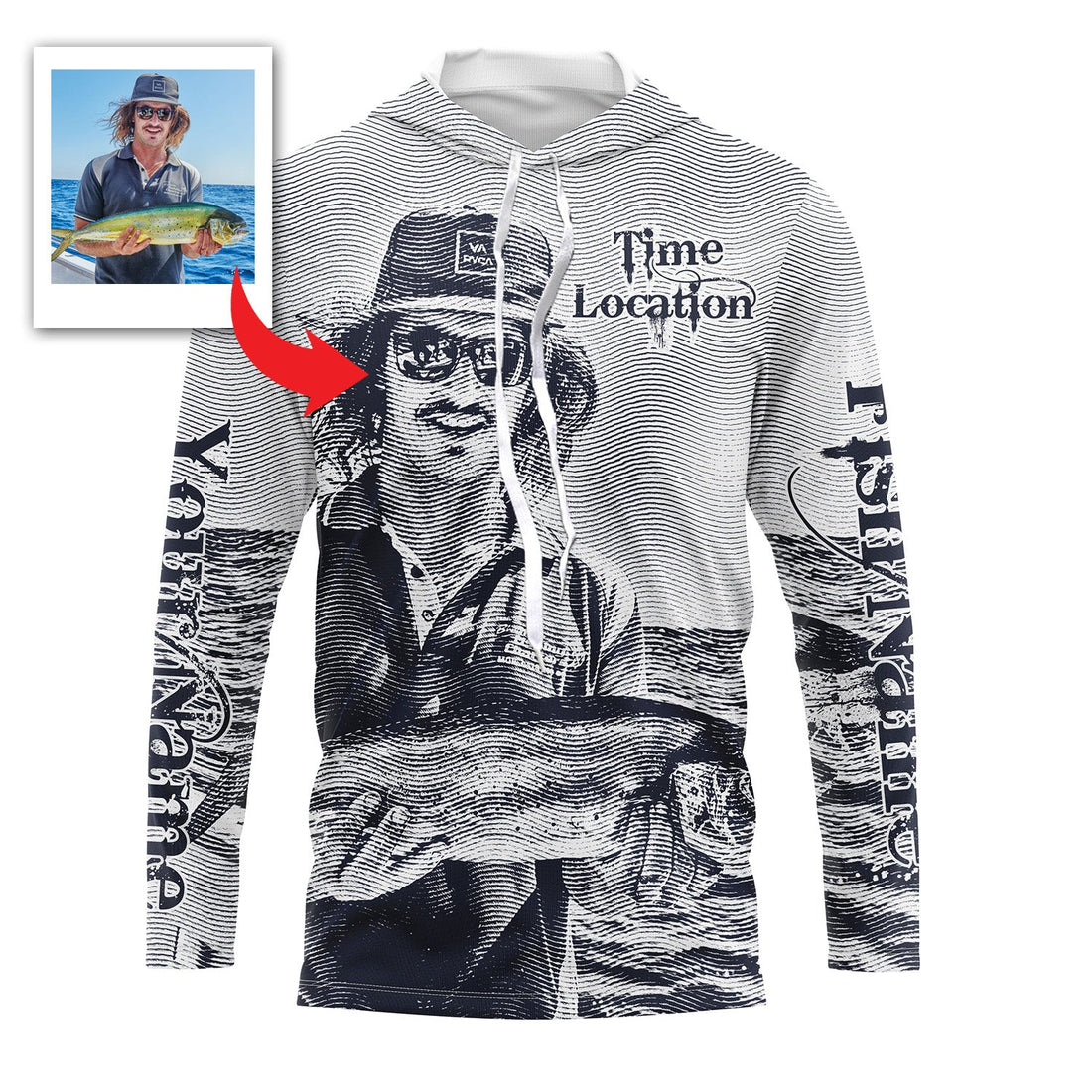 Fishing Custom Name, Image, Time, Location 3D UV protection UPF 30+ Fishing gift| Green- TMTS050