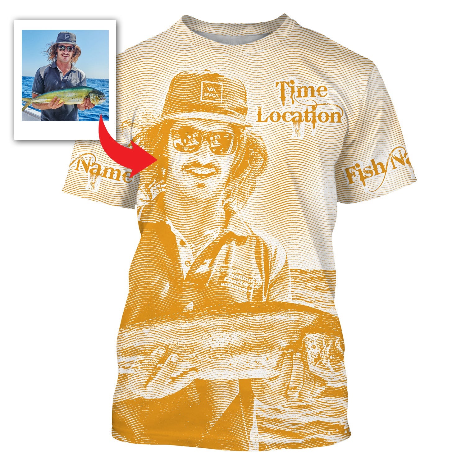 Fishing Custom Name, Image, Time, Location 3D UV protection UPF 30+ Fishing gift| Green- TMTS050