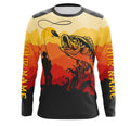 Bass Fishing Sunset Background Custom Name Long Sleeve Fishing, Bass Fishing - TMTS044