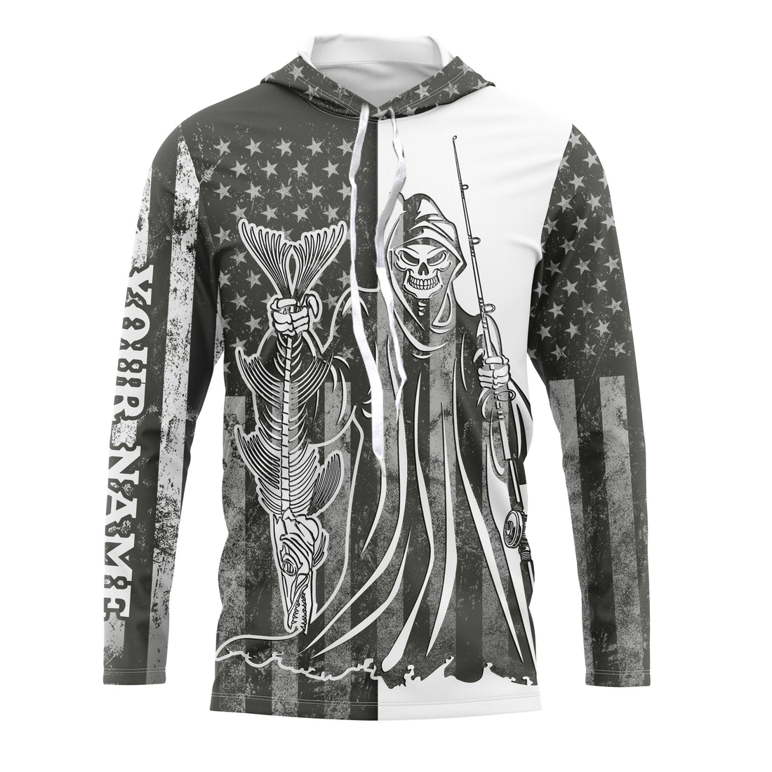 American Flag Fish reaper Custom UV Long Sleeve Fishing Fish Reaper performance fishing