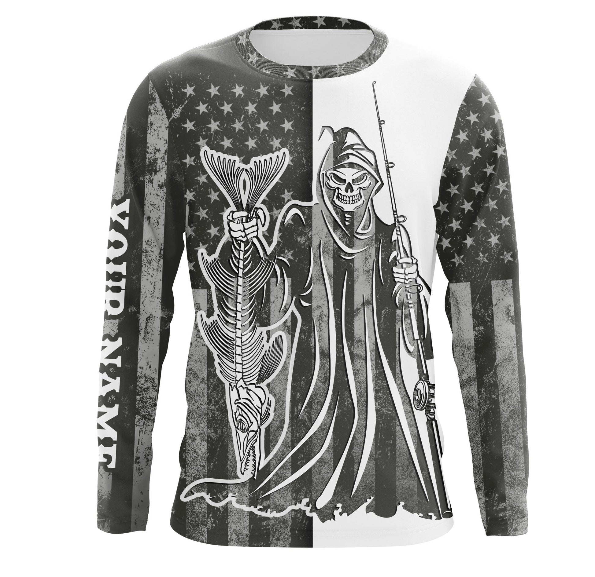 American Flag Fish reaper Custom UV Long Sleeve Fishing Fish Reaper performance fishing