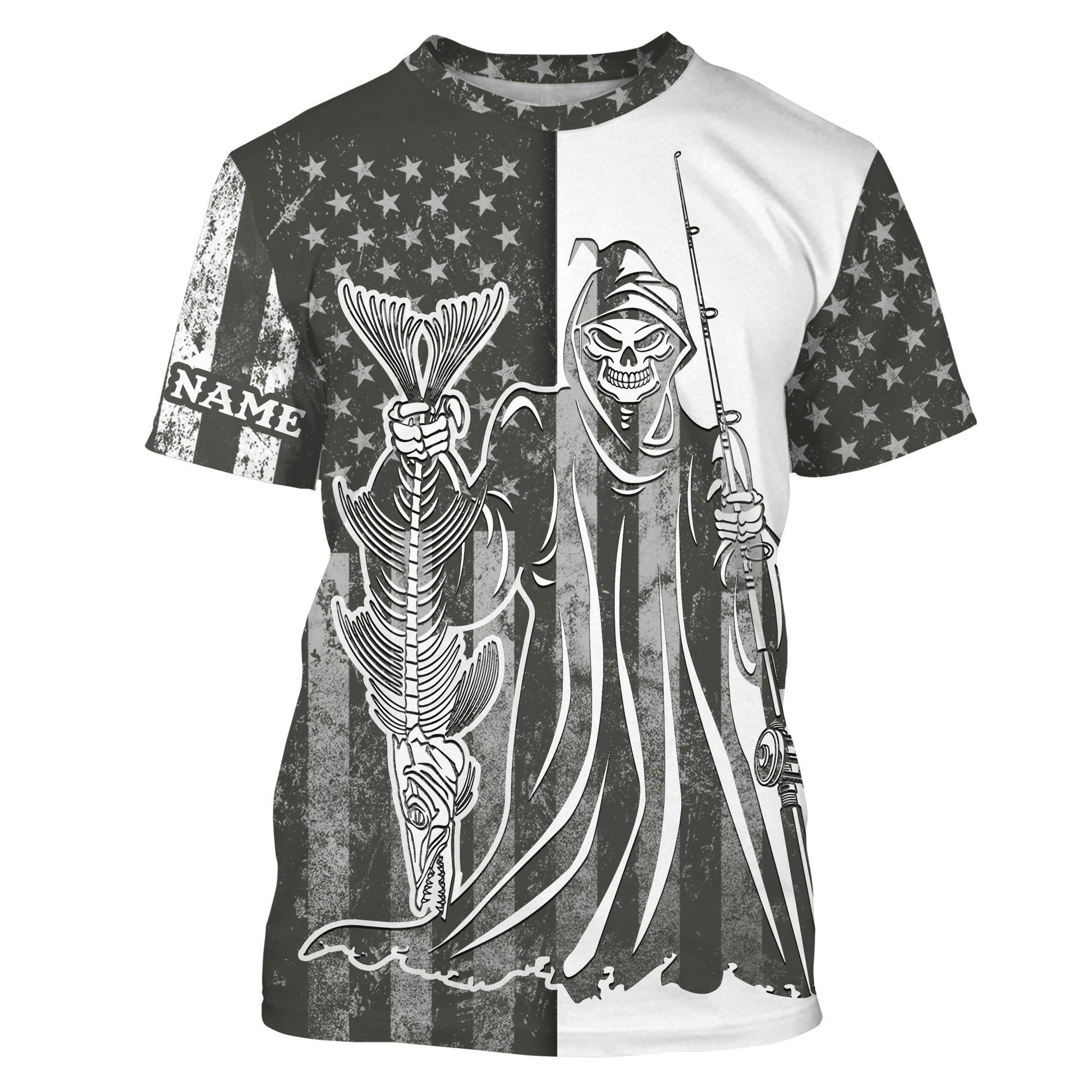 American Flag Fish reaper Custom UV Long Sleeve Fishing Fish Reaper performance fishing