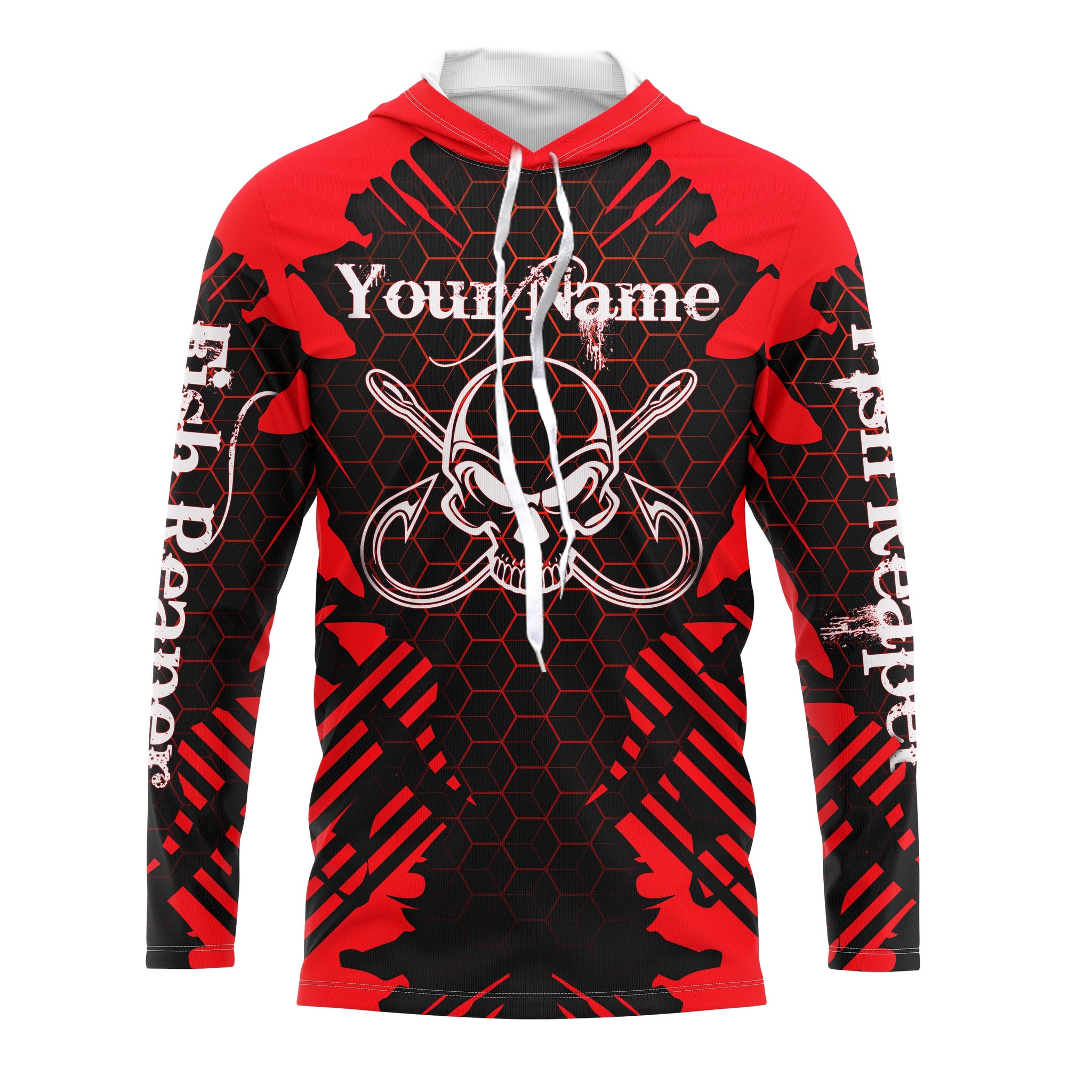 Fish Reaper Skull Custom Long Sleeve performance Fishing, Skull Fishing TMTS070