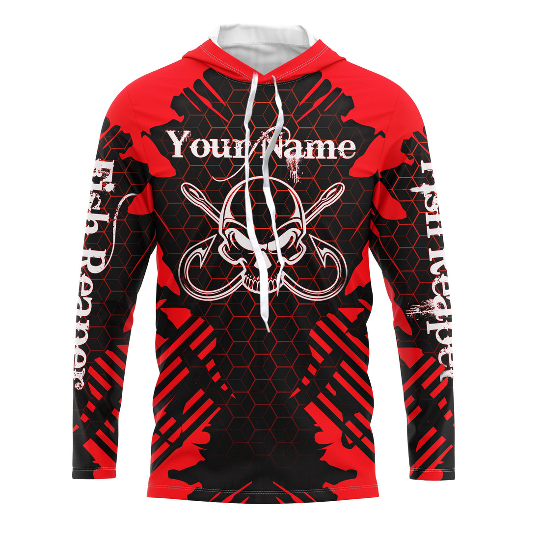 Fish Reaper Skull Custom Long Sleeve performance Fishing, Skull Fishing TMTS070