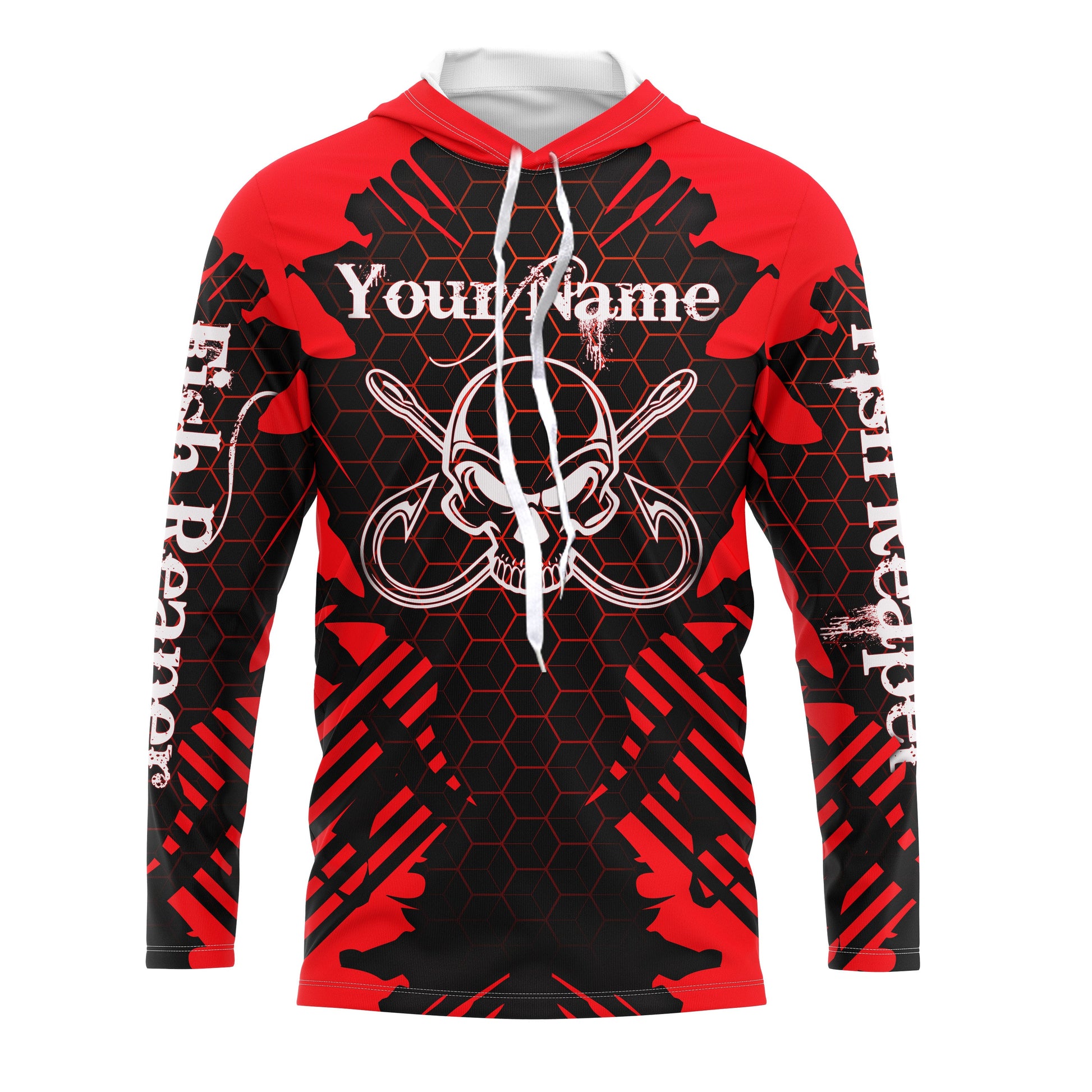 Fish Reaper Skull Custom Long Sleeve performance Fishing, Skull Fishing TMTS070