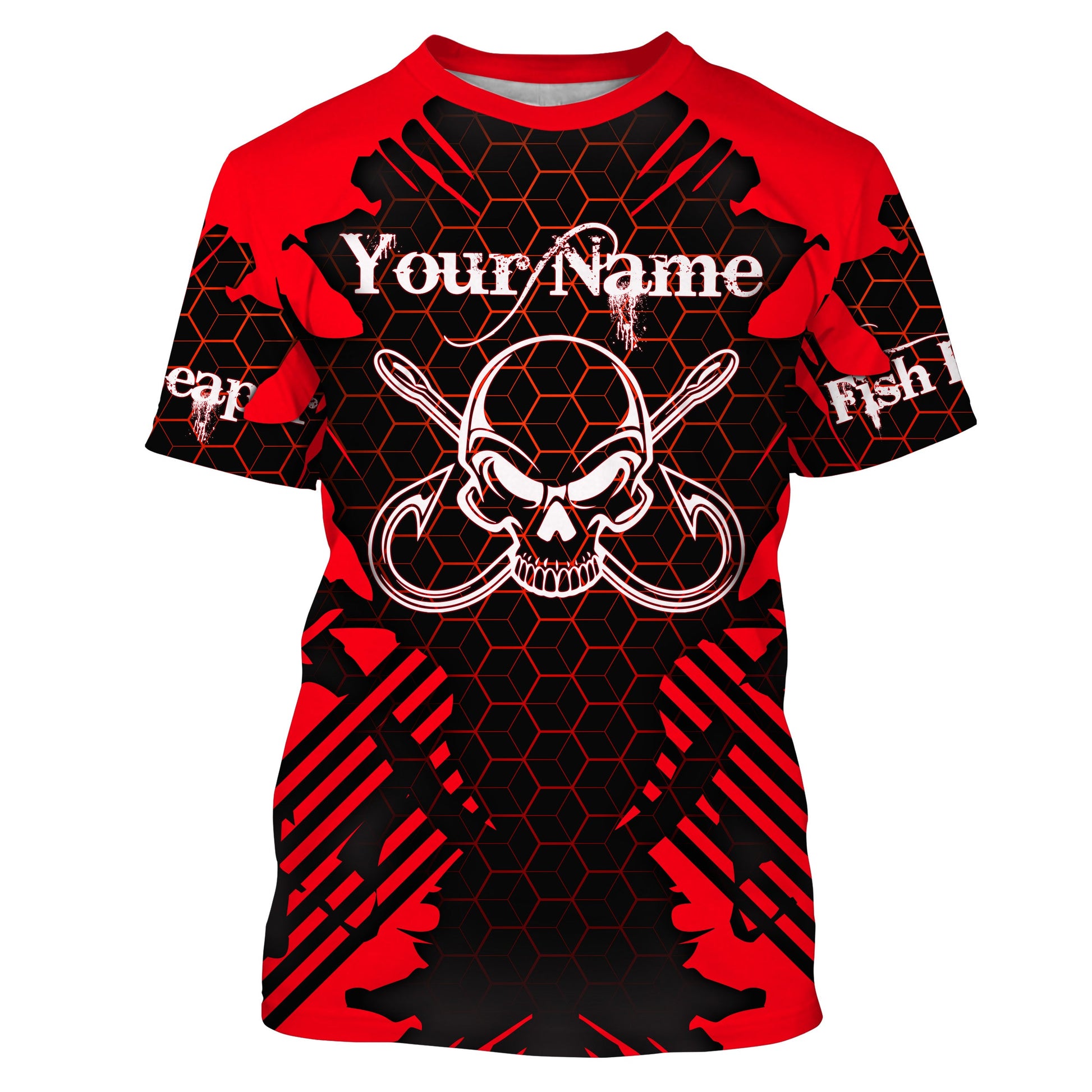 Fish Reaper Skull Custom Long Sleeve performance Fishing, Skull Fishing TMTS070