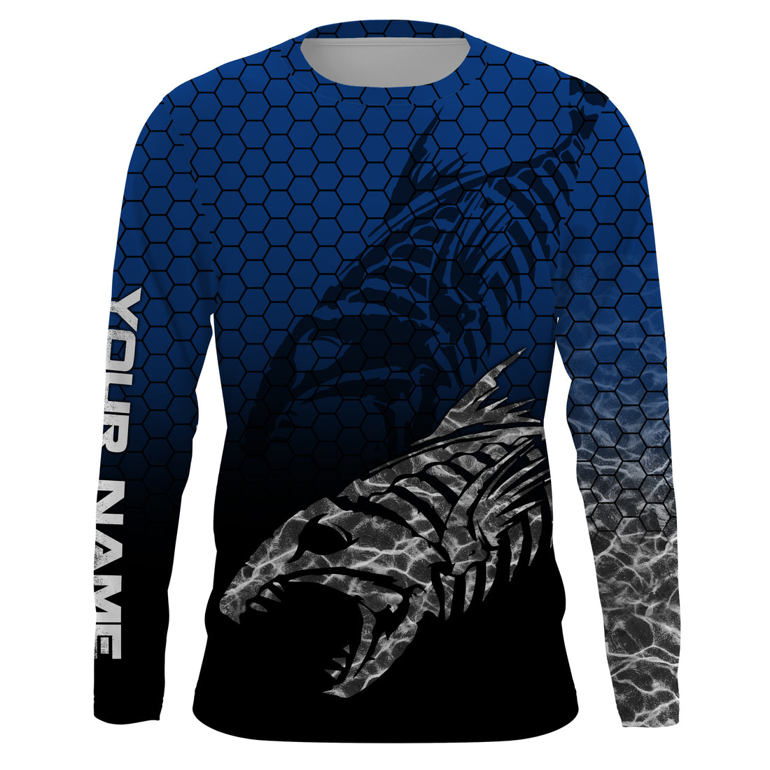Fish Skeleton Custom Name Performance Fishing UV Protection Long Sleeve TTN42