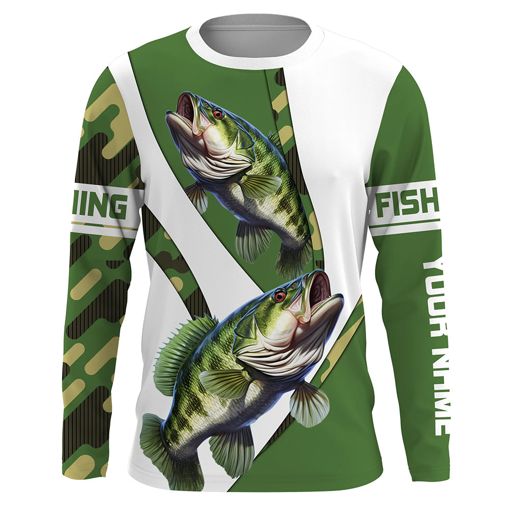 Bass Fishing camo Custom Long Sleeve performance Fishing, Personalized Bass Fishing TTN56