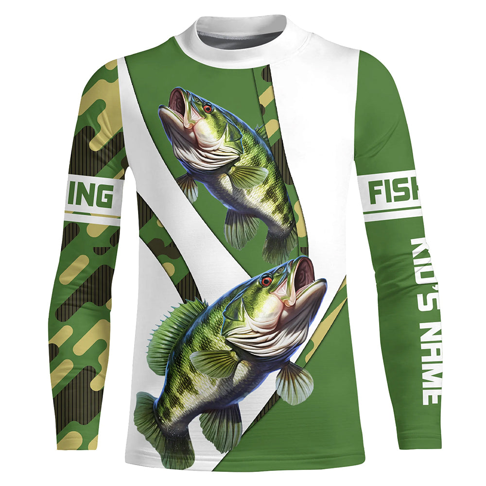 Bass Fishing camo Custom Long Sleeve performance Fishing, Personalized Bass Fishing TTN56