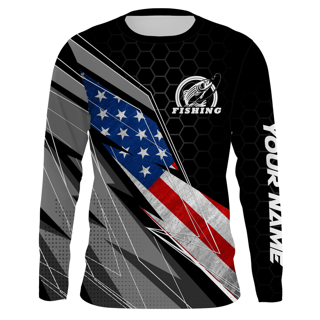 Personalized Fishing American Flag UV Custom Long Sleeves Patriotic Fishing Apparel Gifts TTN83