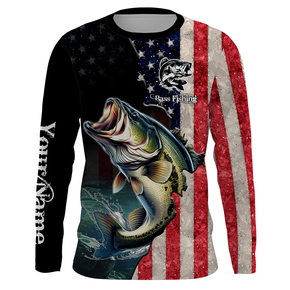 Bass Fishing USA Flag Long Sleeve Fishing, Fishing gifts Fisherman TTN15