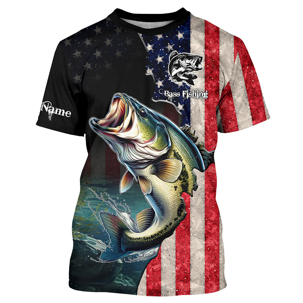 Bass Fishing USA Flag Long Sleeve Fishing, Fishing gifts Fisherman TTN15