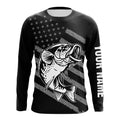 Bass Fishing USA Flag Custom Long sleeve Performance Fishing, Patriotic Bass Fishing TTN113