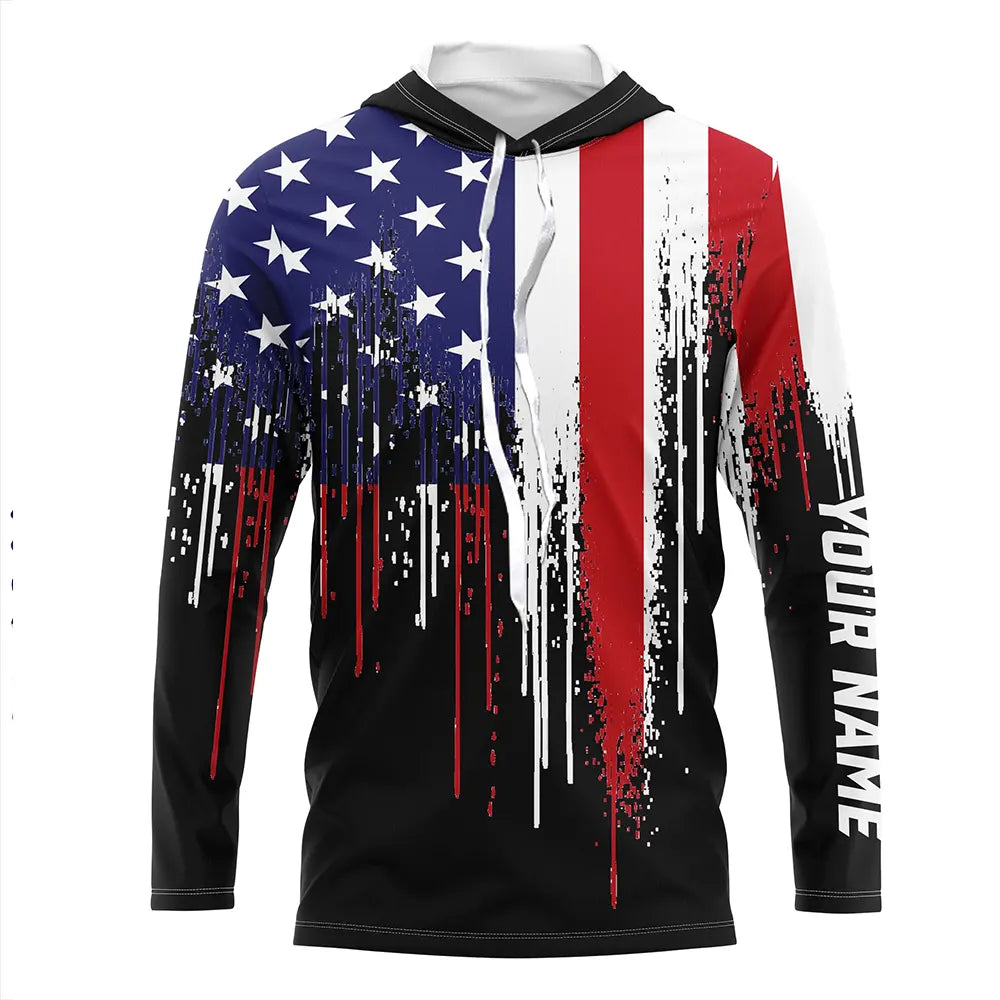 American Flag UV Protection Custom Long Sleeve Upf 30+ Patriotic Fishing Apparel TTN120