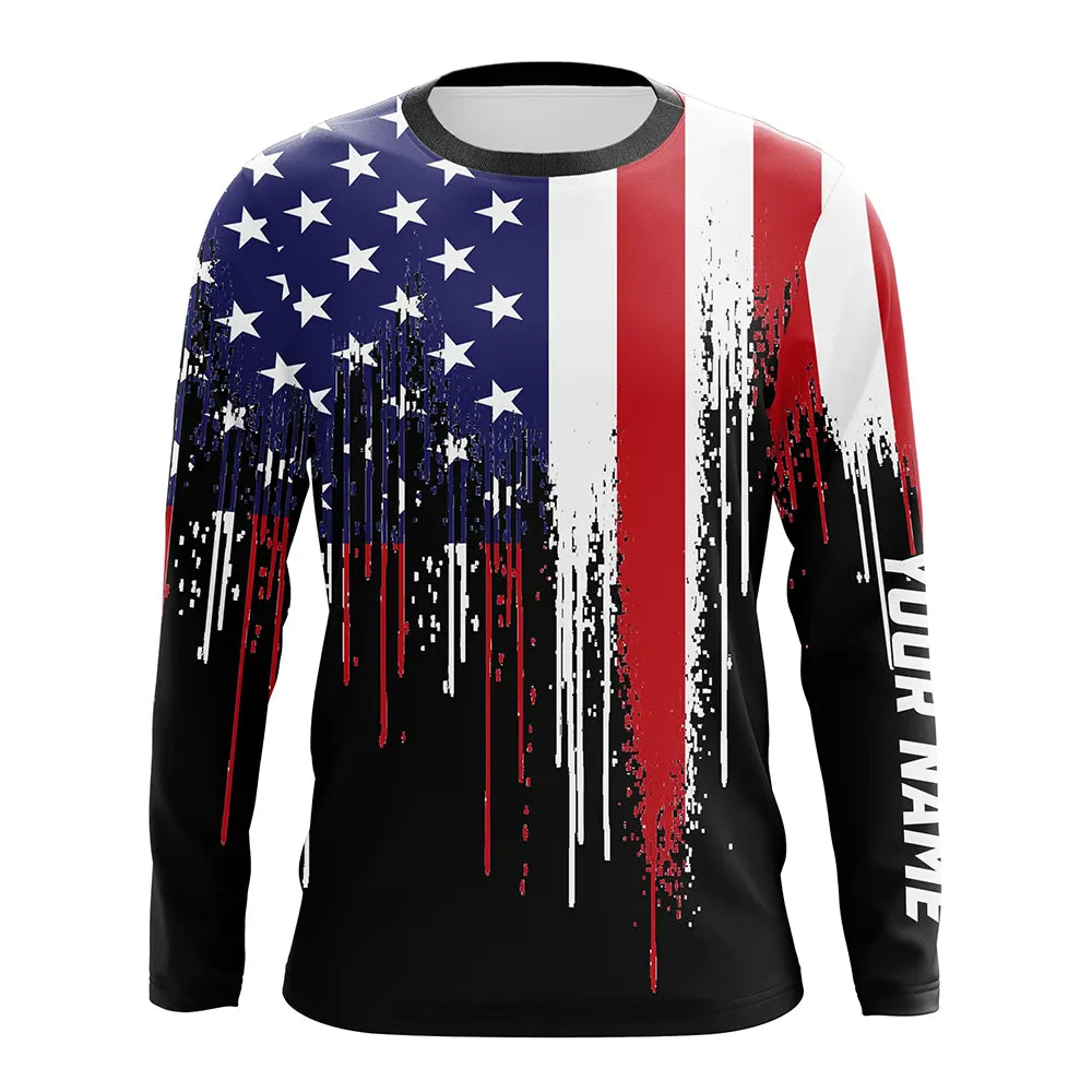 American Flag UV Protection Custom Long Sleeve Upf 30+ Patriotic Fishing Apparel TTN120