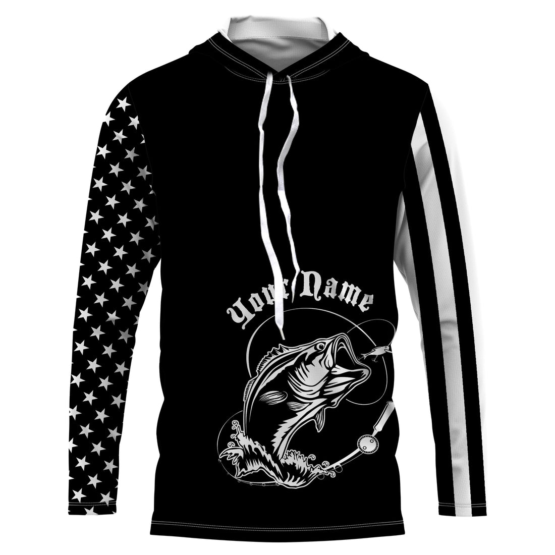Personalized Bass Fishing Tattoo American Flag UV Protection Customized, Gift For Fisherman TTN62