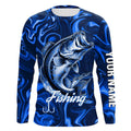 Blue Fishing Largemouth Bass Fish Hook Custom Name Long Sleeve Performance TTN121
