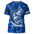 Blue Fishing Largemouth Bass Fish Hook Custom Name Long Sleeve Performance TTN121
