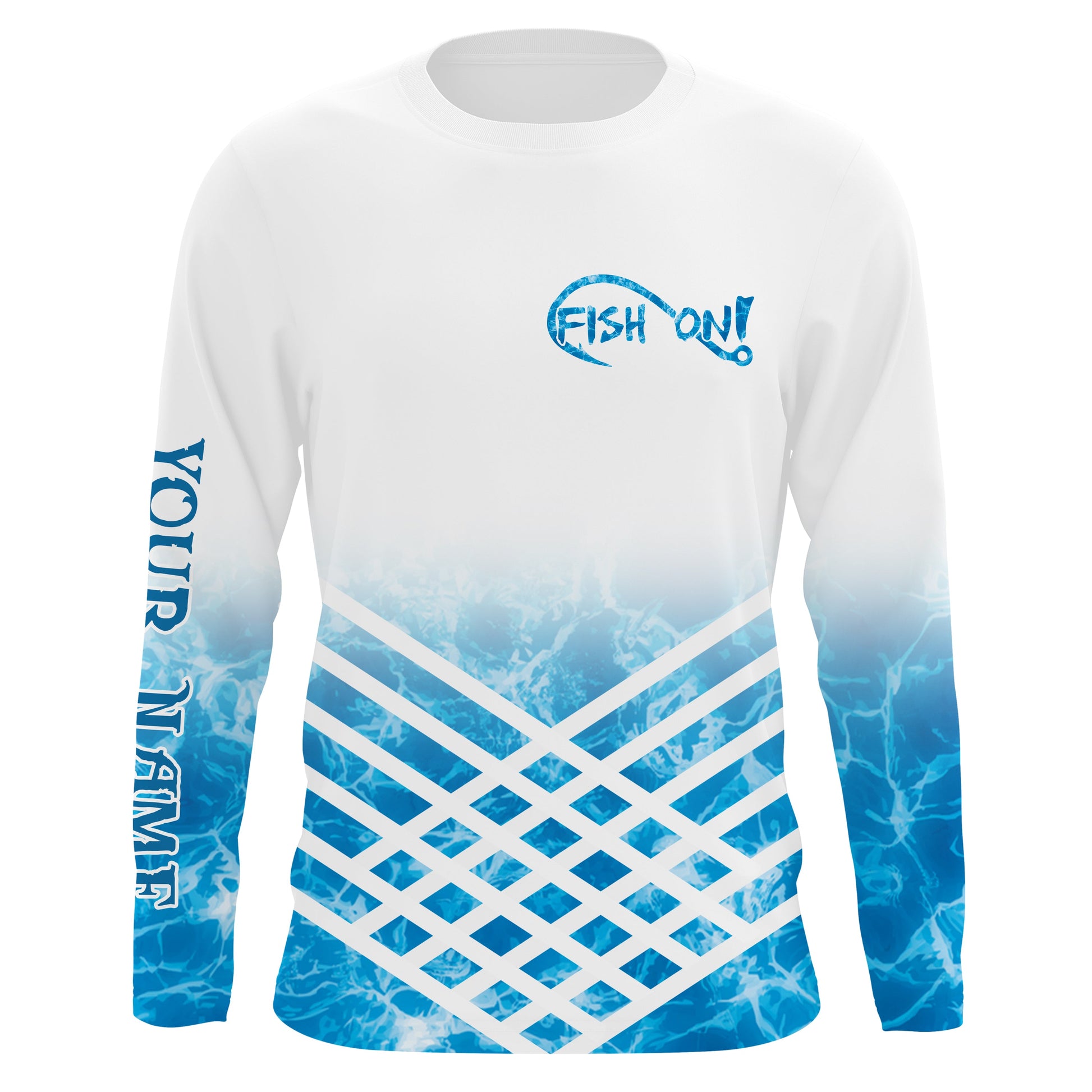 Custom Saltwater Long Sleeve Performance Fishing Blue Sea Wave Camo Fishing TTN72