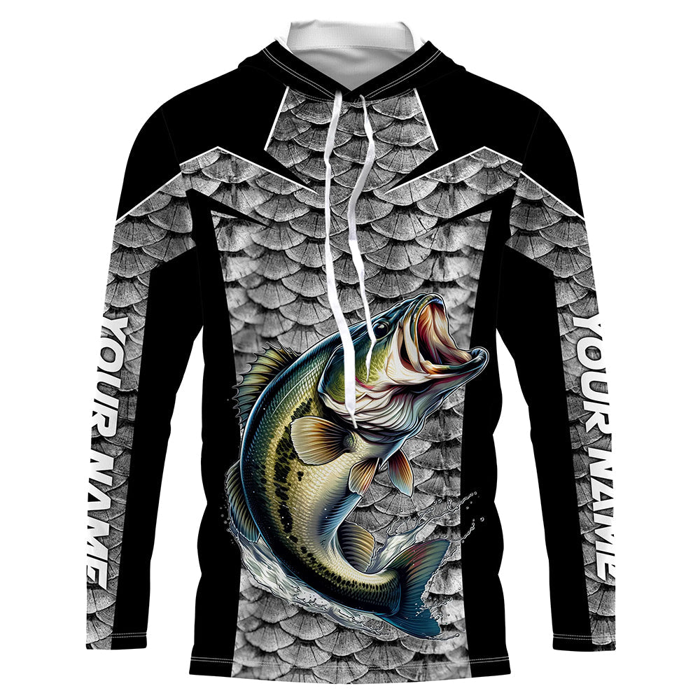 Personalized Bass Fishing, Bass Fishing scales Custom Long Sleeve Fishing tournament TTN58