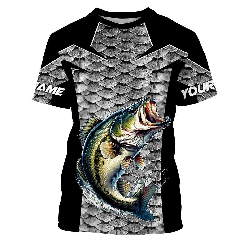Personalized Bass Fishing, Bass Fishing scales Custom Long Sleeve Fishing tournament TTN58