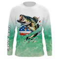 Bass Fishing American Flag Custom long sleeve performance Fishing, patriotic fishing gifts TTN65