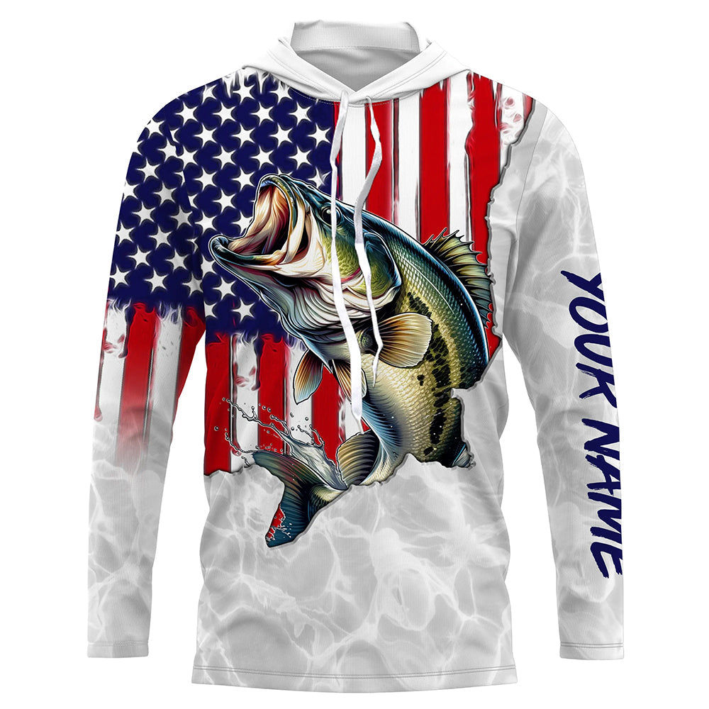 Bass Fishing American Flag Custom UV Protection, Bass Fishing, Gift For Fisherman TTN124