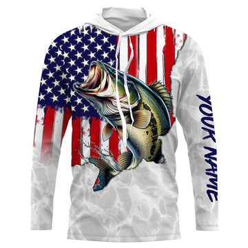 Bass Fishing American Flag Custom UV Protection, Bass Fishing, Gift For Fisherman TTN124
