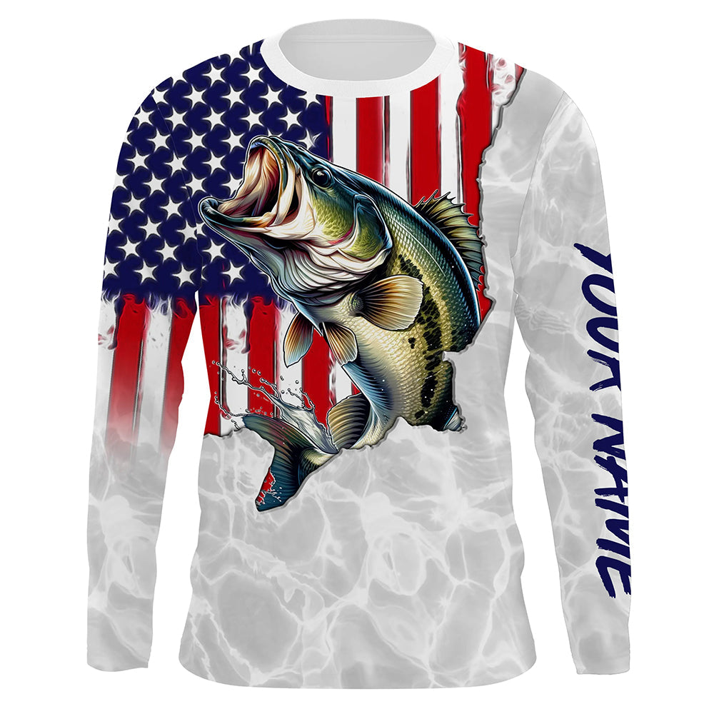 Bass Fishing American Flag Custom UV Protection, Bass Fishing, Gift For Fisherman TTN124