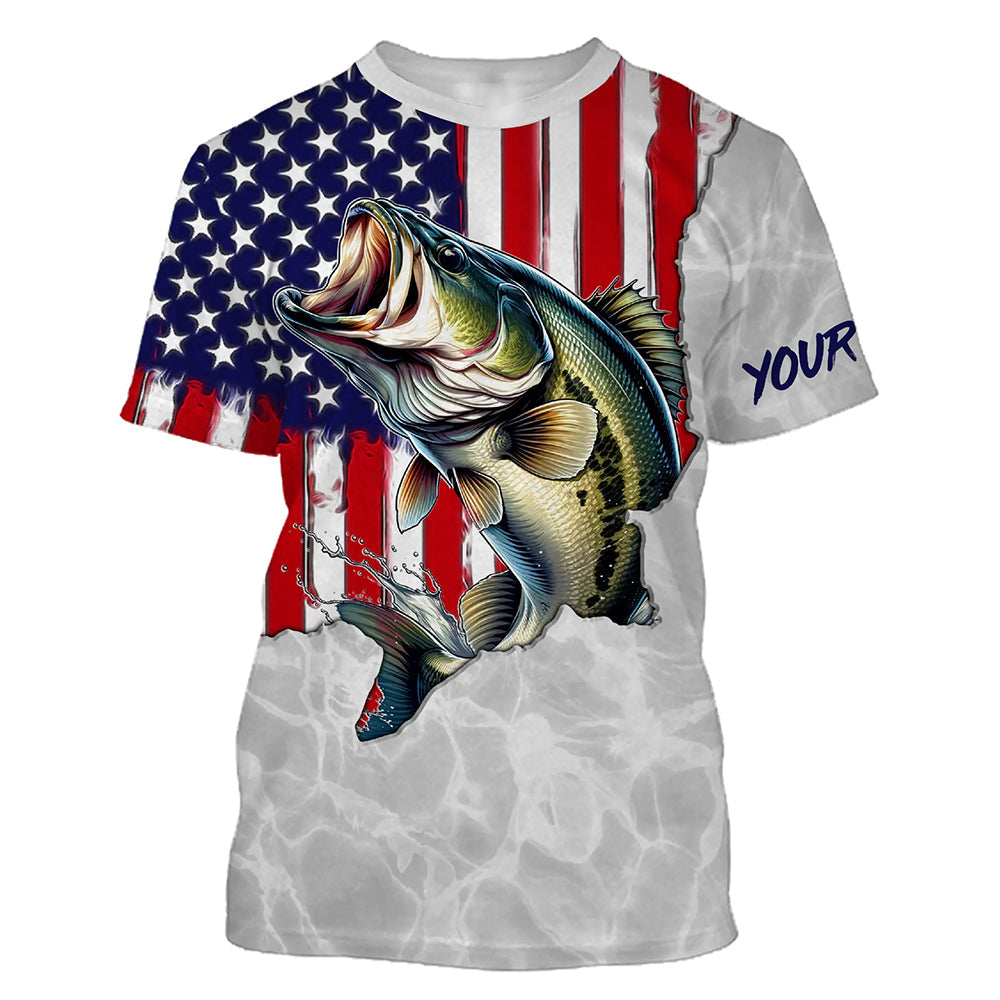 Bass Fishing American Flag Custom UV Protection, Bass Fishing, Gift For Fisherman TTN124