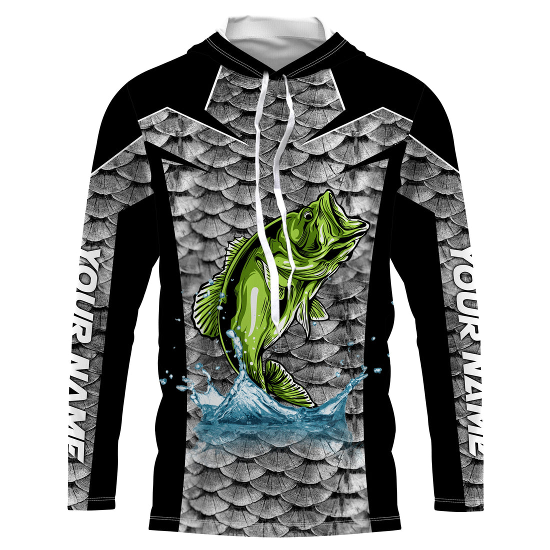Personalized Bass Fishing, Bass Fishing scales Custom Long Sleeve Fishing tournament - TTN37