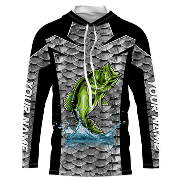 Personalized Bass Fishing, Bass Fishing scales Custom Long Sleeve Fishing tournament - TTN37