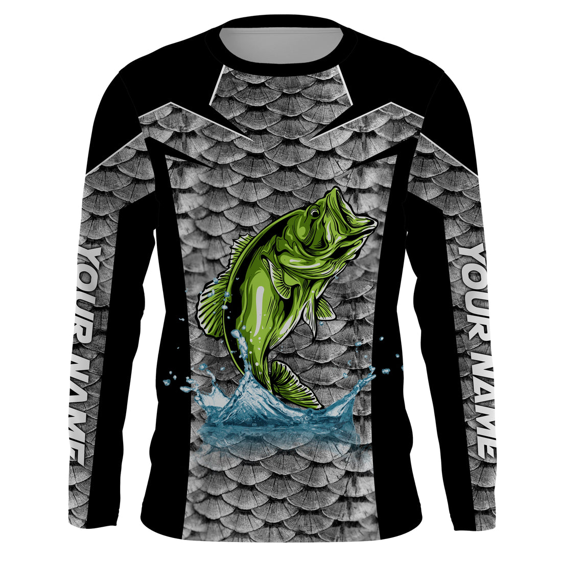 Personalized Bass Fishing, Bass Fishing scales Custom Long Sleeve Fishing tournament - TTN37