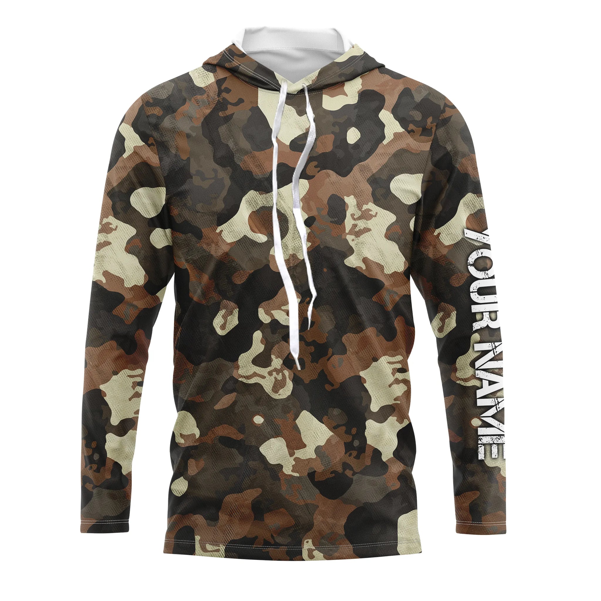 Personalized Brown Camouflage Custom Long Sleeve UV Fishing TTN116