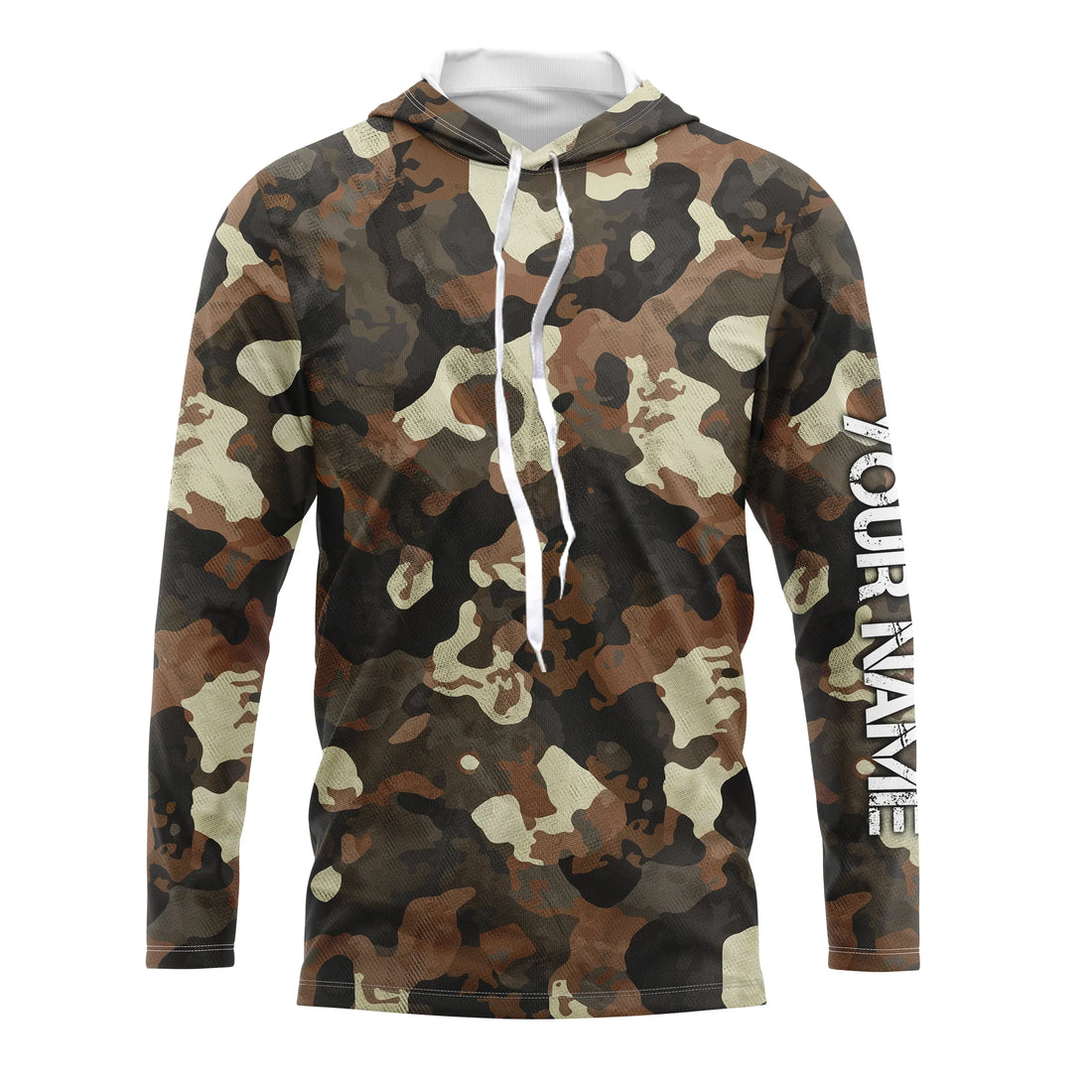 Personalized Brown Camouflage Custom Long Sleeve UV Fishing TTN116