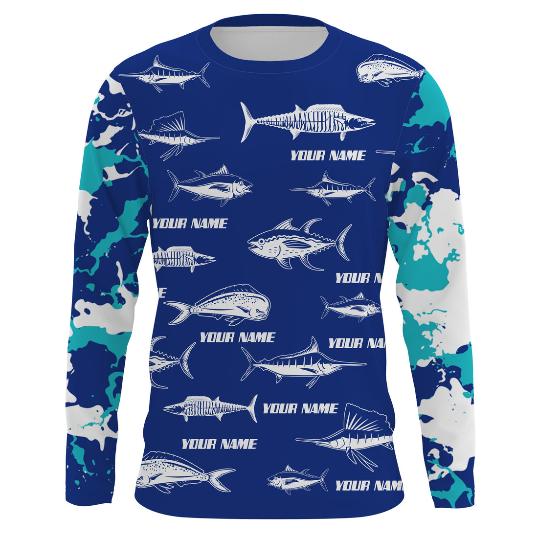 Saltwater Fishing Camo Custom UV Protection Long sleeve Performance Fishing TTN75