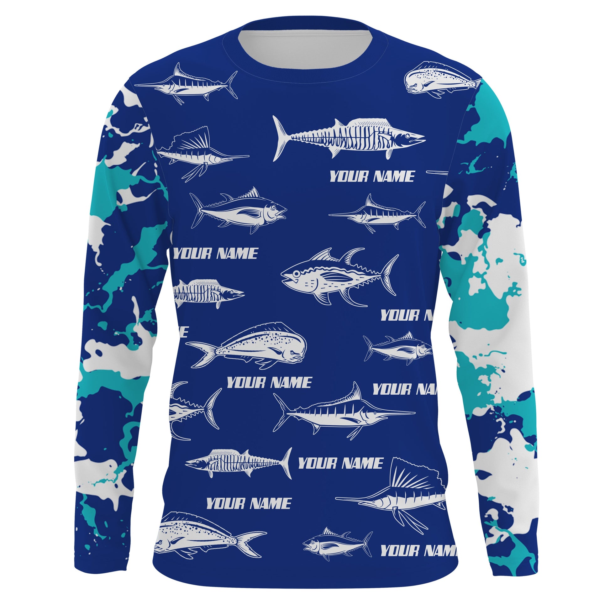 Saltwater Fishing Camo Custom UV Protection Long sleeve Performance Fishing TTN75