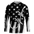 American Flag Fish Hook Heartbeat Custom Long Sleeve Fishing Personalized Patriotic Fishing Gifts TTN19