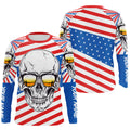 American Flag Skull Fishing Custom UV Long Sleeve Performance Fishing, Gift for Fisherman TTN89